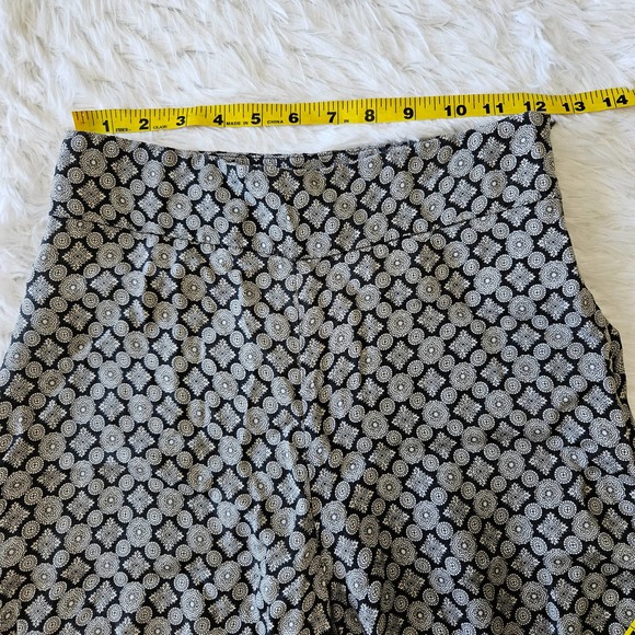 Zara‎ Woman Navy Blue & White Mosaic Pattern Wide Leg High Rise Pant. Size XS - Picture 6 of 9